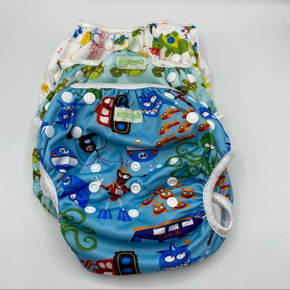 Wegreeco Set of Three Adjustable Snap Diaper Covers Swim Size Large - Picture 1 of 8